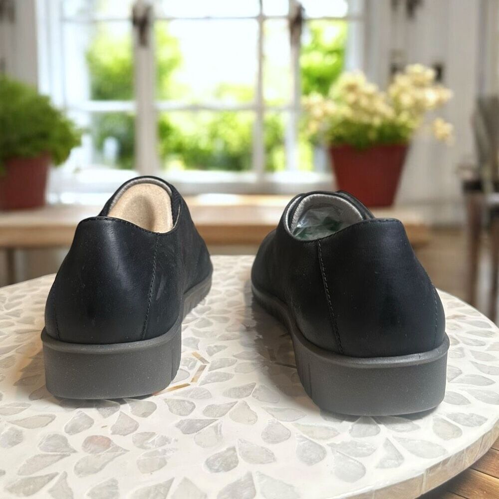 Dansko US 8.5-9 EU 39 Libbie Burnished Calf Leather Black Lace Up Shoes Loafers - Picture 7 of 13